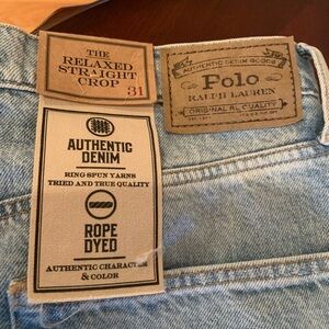 Polo Ralph Lauren Relaxed Straight Crop Jeans - Light Blue Wash Button Fly